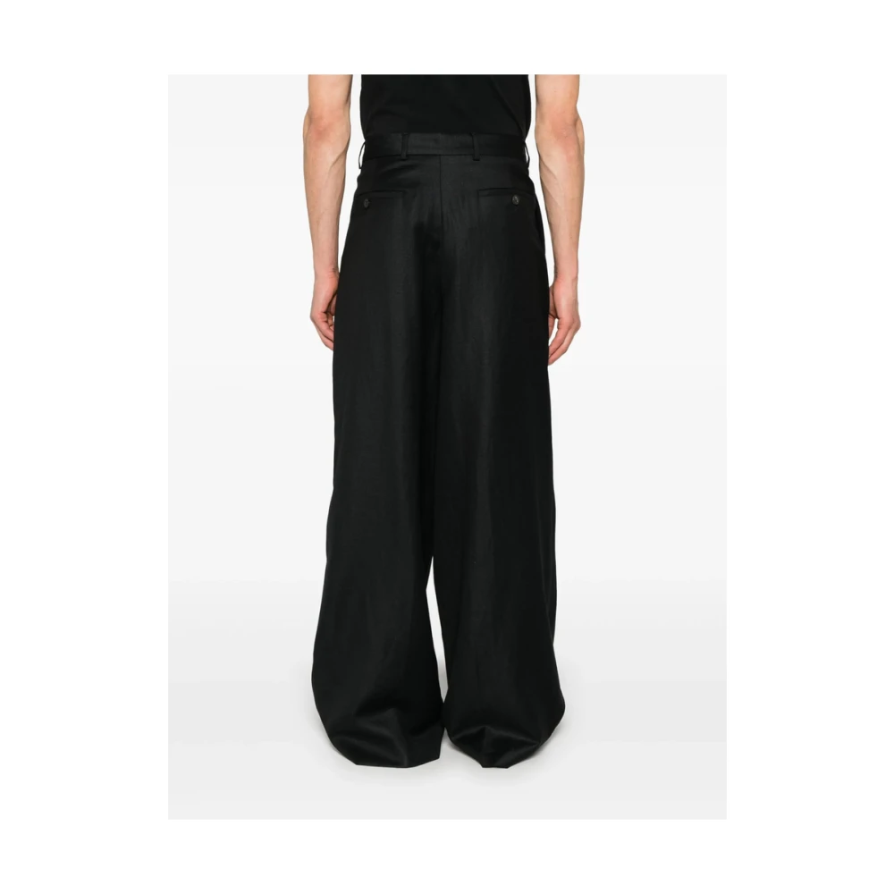 Dries Van Noten Zwarte broek met knopen en zakken Black Heren