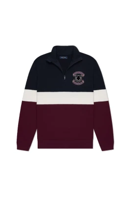 Broderad Sköld Half Zip Sweat