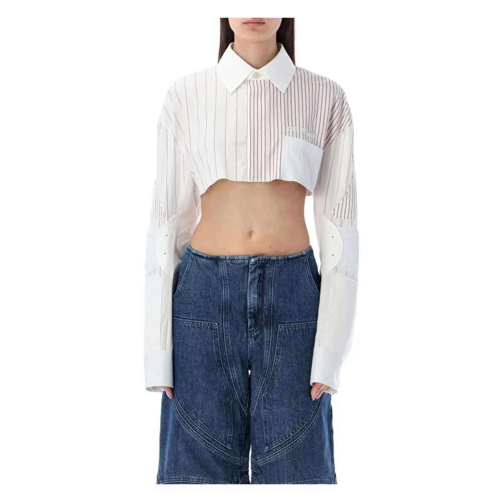 Off White Motorcycle Popel Crop Shirt White Dames