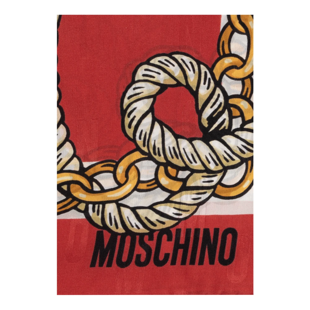 Moschino Bedrukte zijden sjaal Red Dames