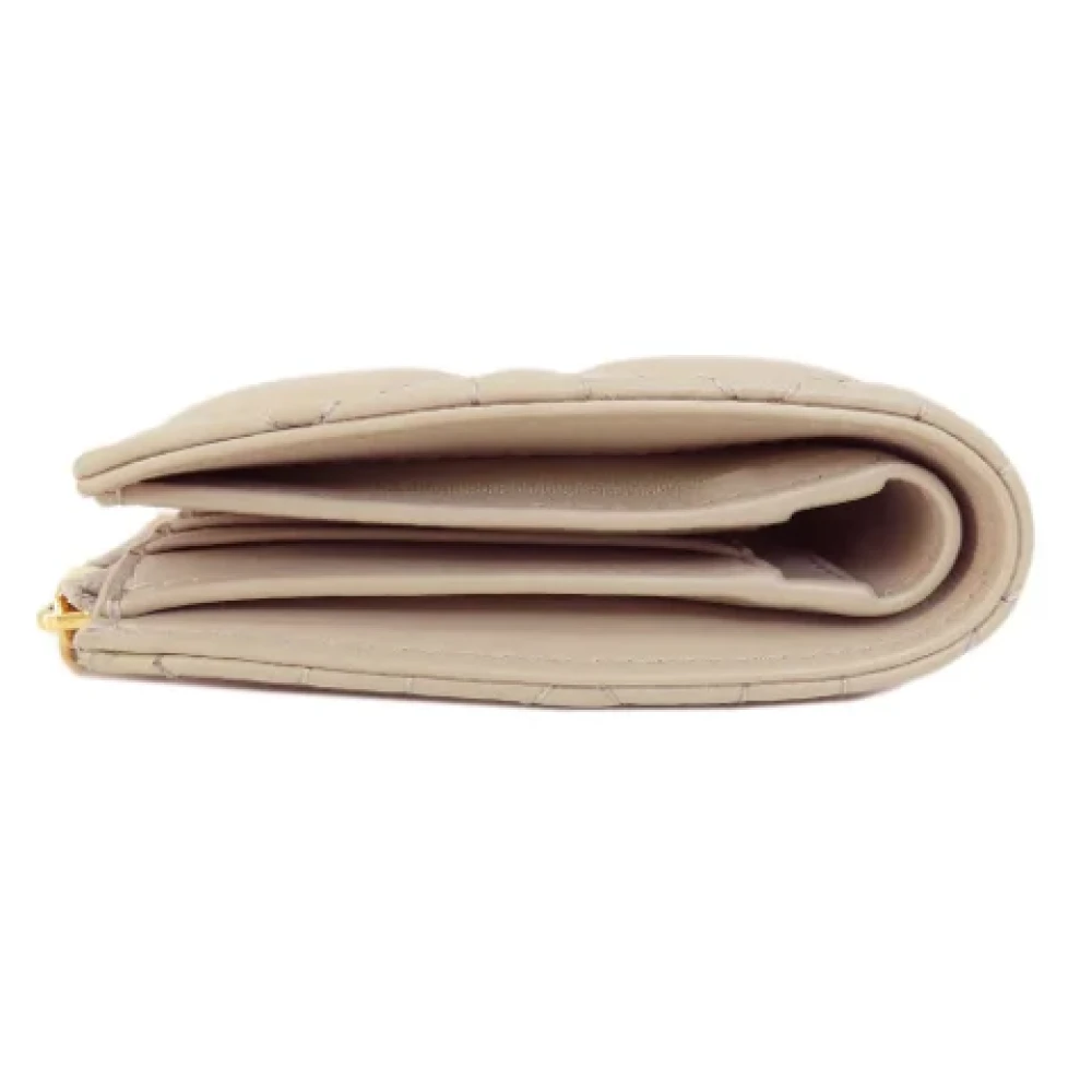 Dior Vintage Pre-owned Leather wallets Beige Dames