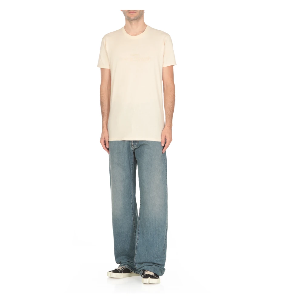Maison Margiela Beige Katoenen T-shirt met Logo Beige Heren