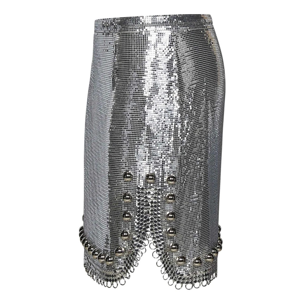 Paco Rabanne Zilveren High-Waisted Mini Rok Gray Dames