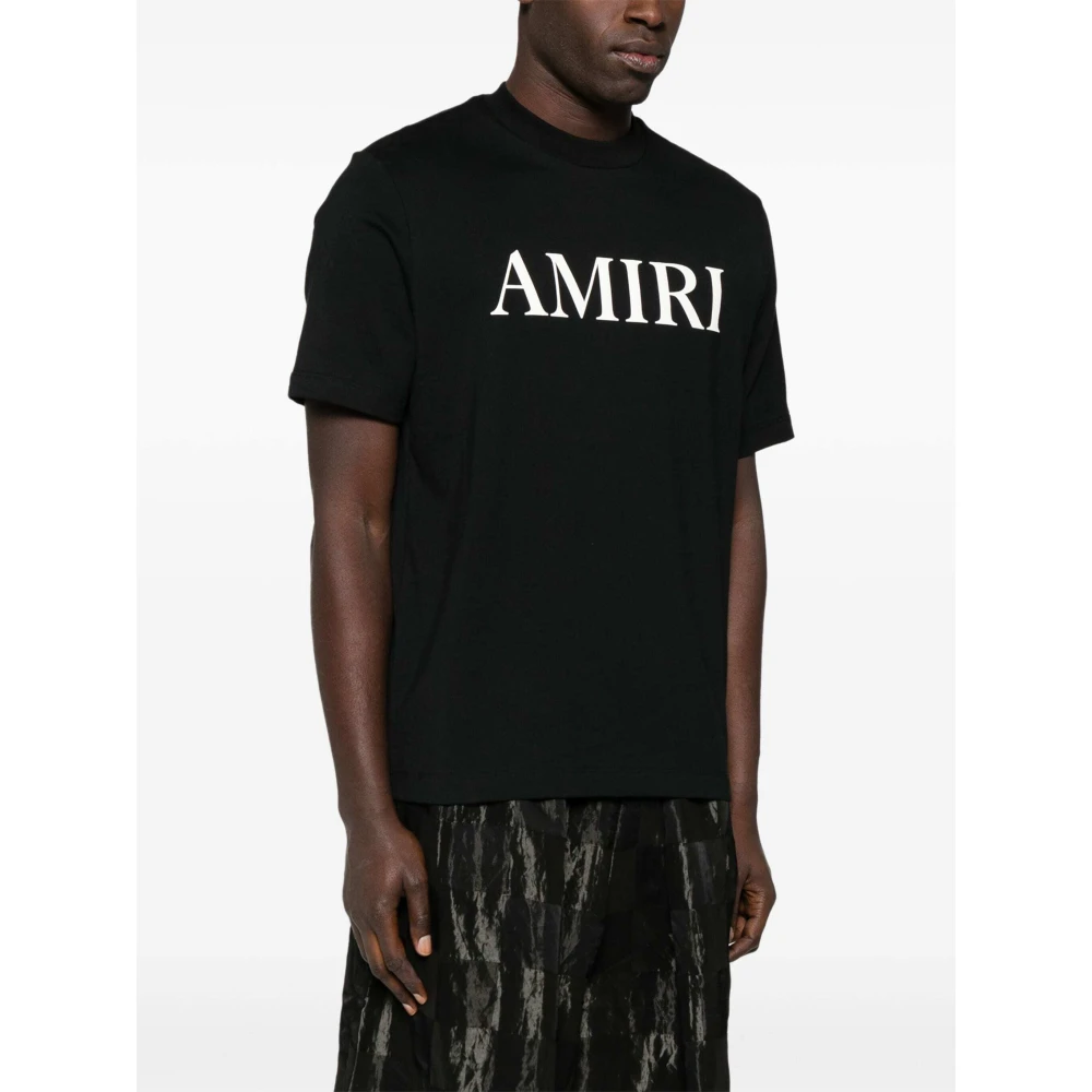 Amiri Zwart Logo Katoenen T-shirt Black Heren