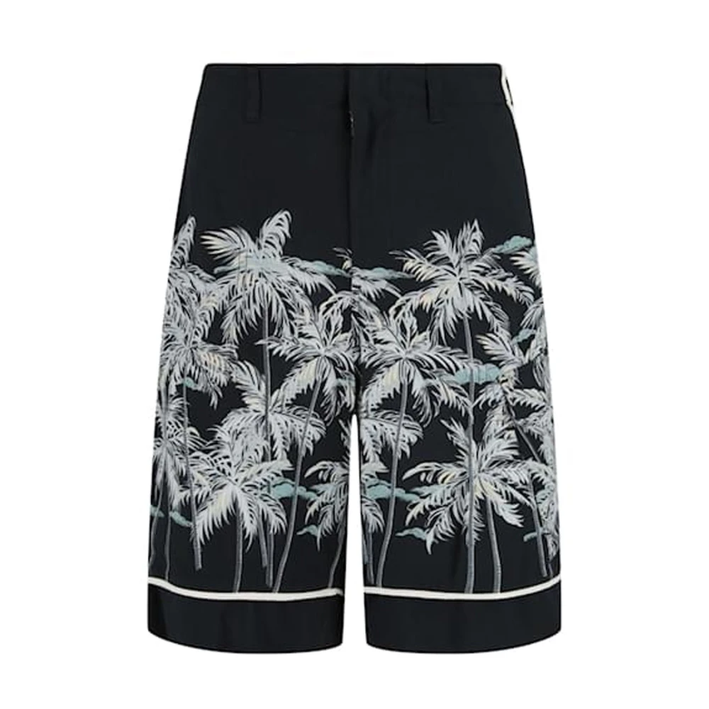 Palm Angels Zijden Palm Print Shirt Mannen Black Heren