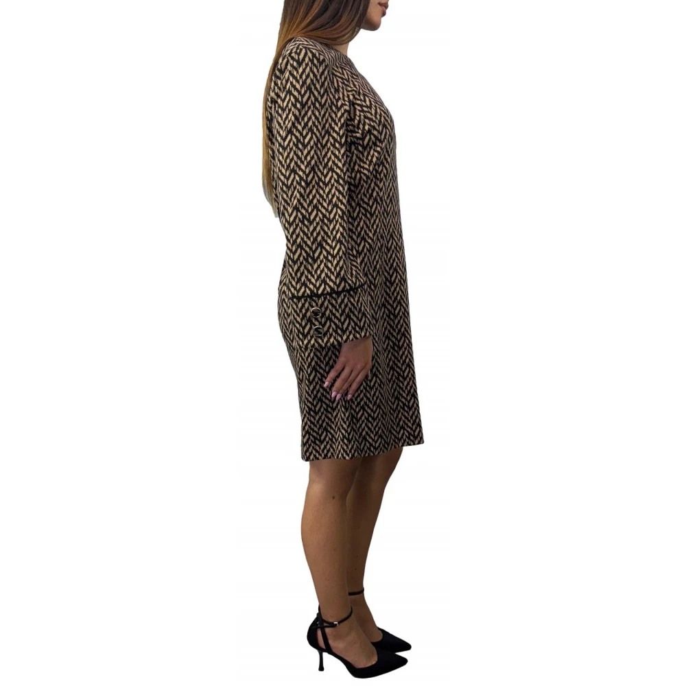 Simona Corsellini Geometrische Jacquard Beige Jurk Beige Dames