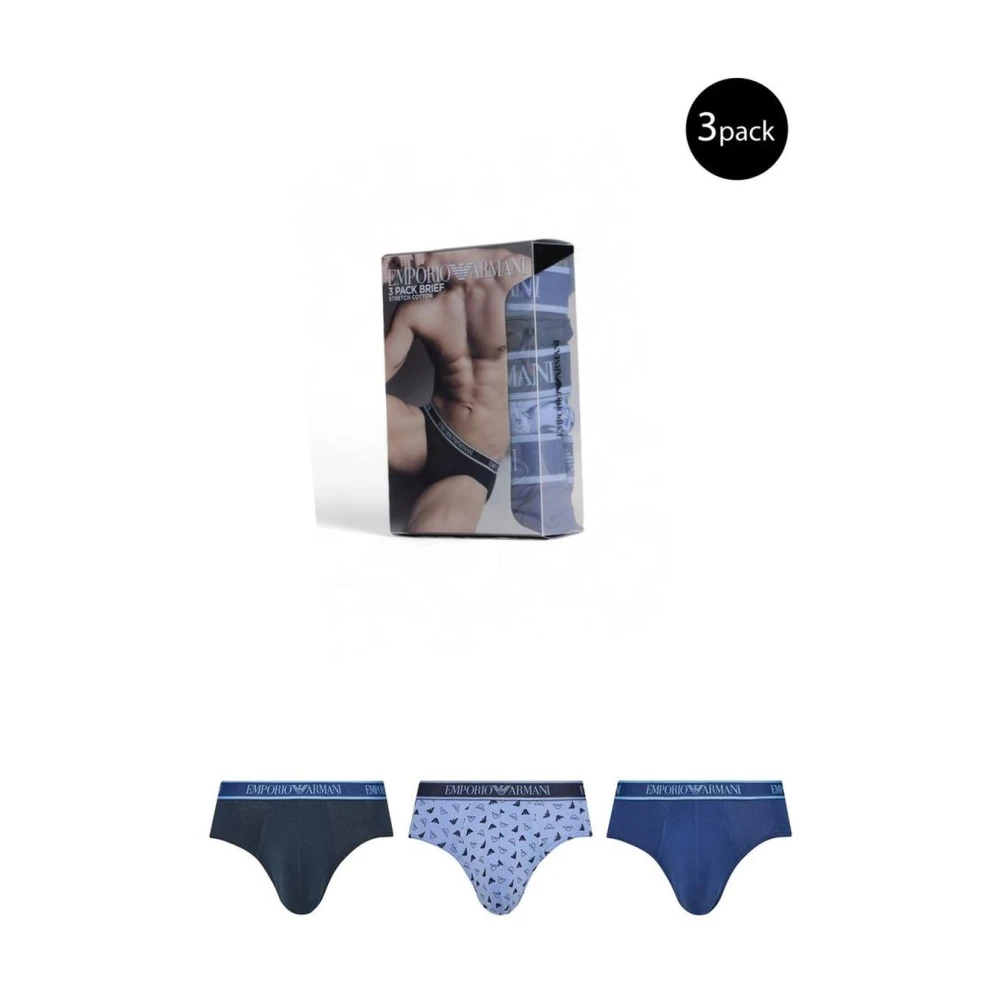 Emporio Armani Blauwe Katoenen Stretch Briefs Blue Heren