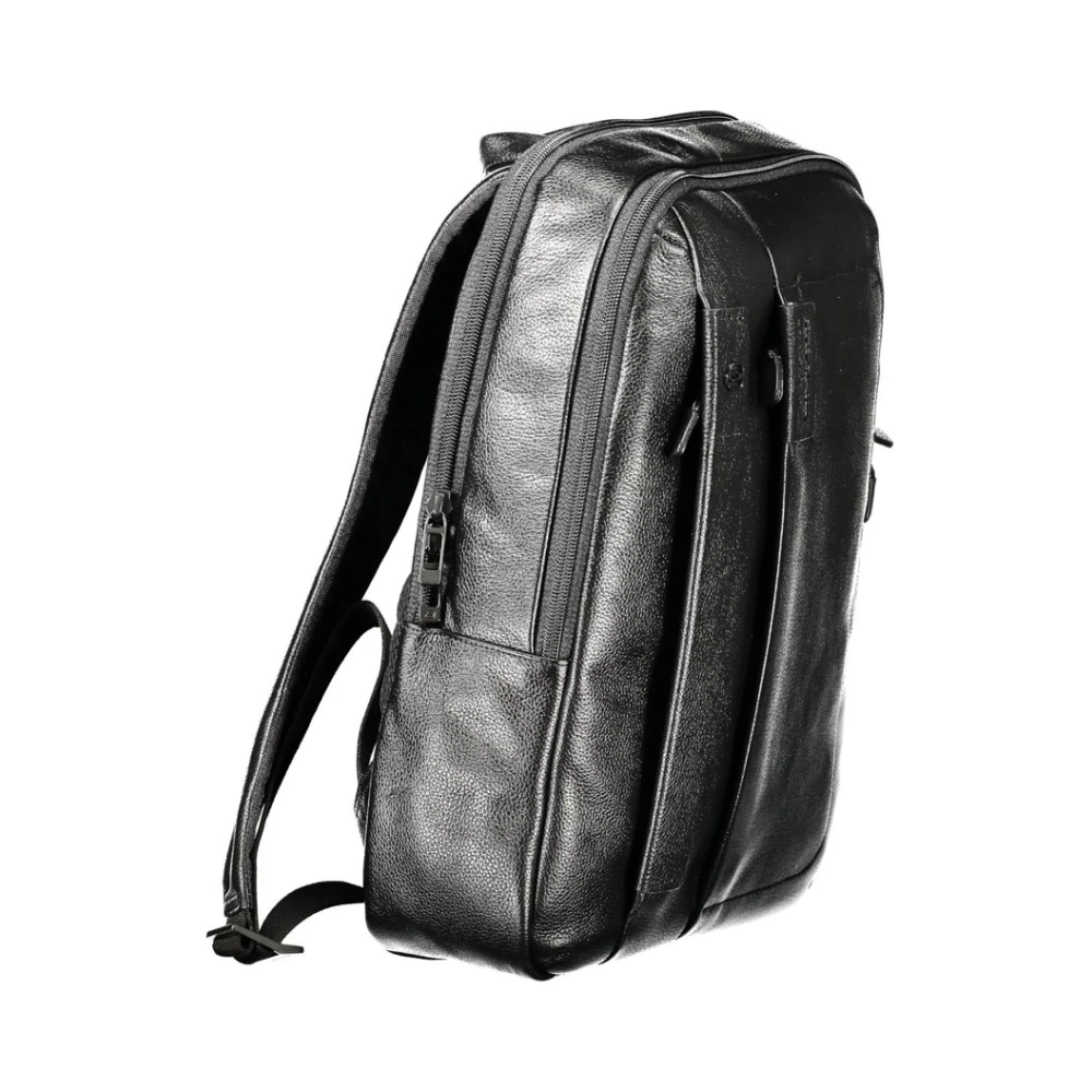 Piquadro Zwarte Leren Rugzak voor Mannen Black Heren