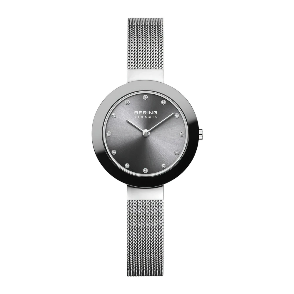 Bering Women's Gray Ceramic Watch 29 Mm Milanese Bracelet 11429-389