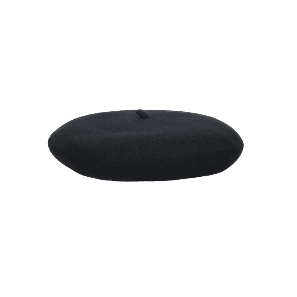 Borsalino Zwarte wollen baret met gouden logo Black Unisex