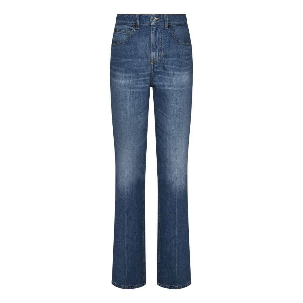 Victoria Beckham Blå High-Waisted Avslappnad Ben Jeans Blue, Dam