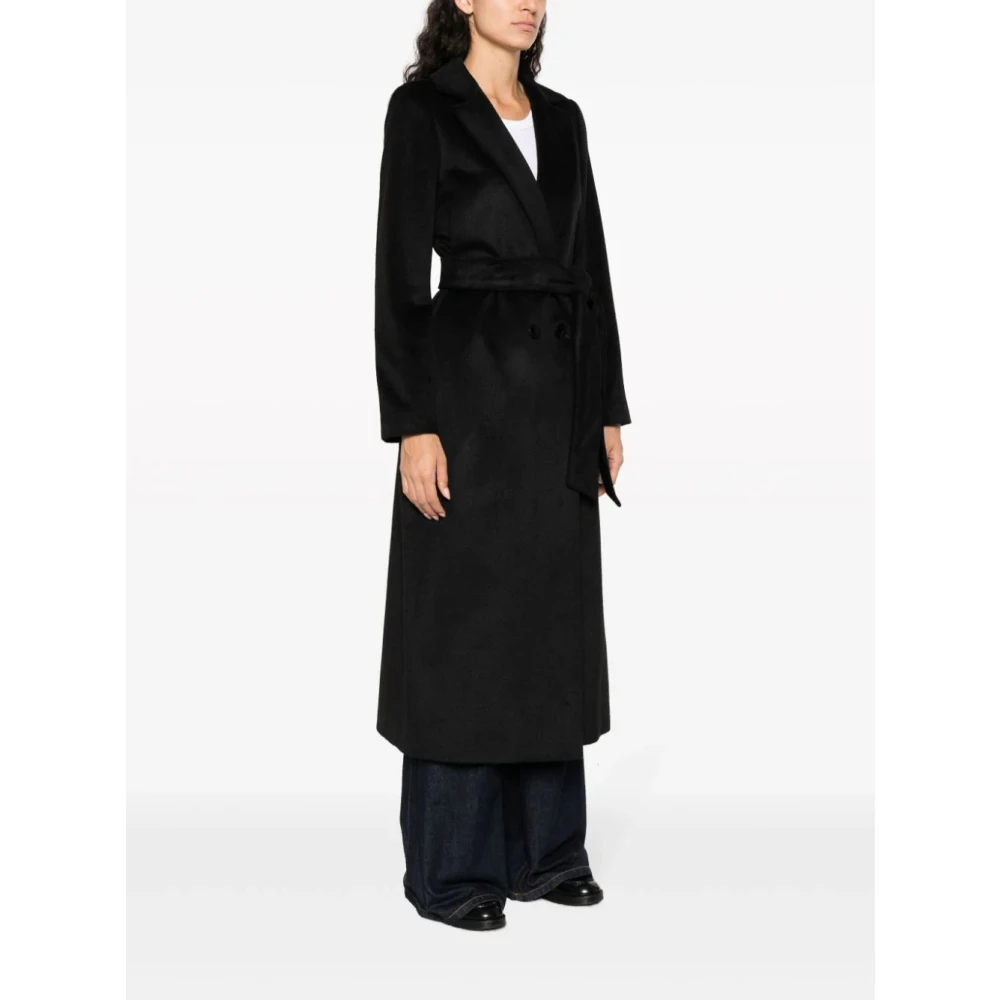 Twinset Lange Wollen Jas Black Dames