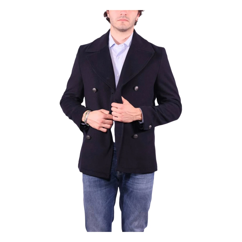 Manuel Ritz Blauwe Peacoat met knoopsluiting Blue Heren