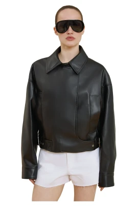 Oversized Faux Leather Biker Jacket