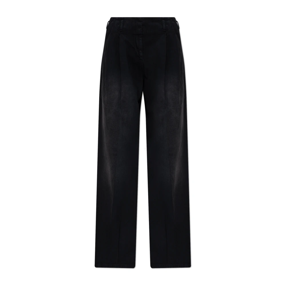 Golden Goose Women's Black/Golden Wide-Leg Trousers