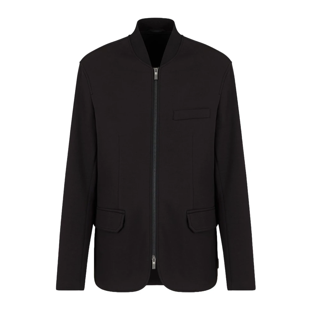 Armani Exchange Svart Bomber Dragkedja Jacka Black, Herr