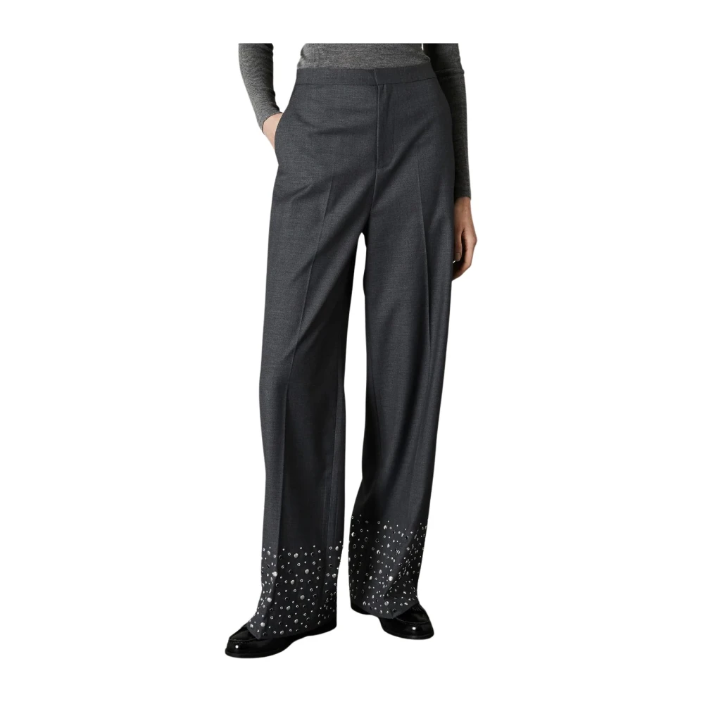 Isabelle Blanche Gestudeerde Elegante Grijze Palazzo Broek Gray Dames