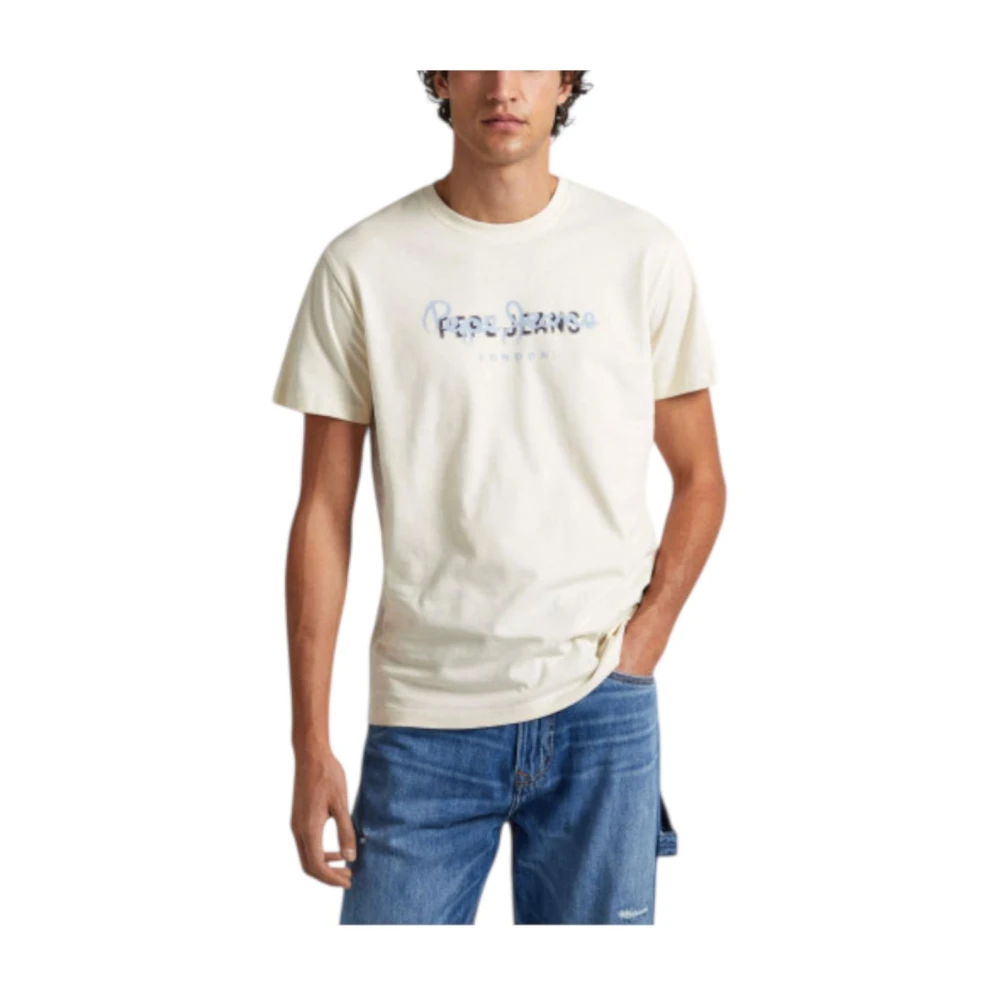 Pepe Jeans Men's Beige T-Shirts, S, Keegan T-Shirt