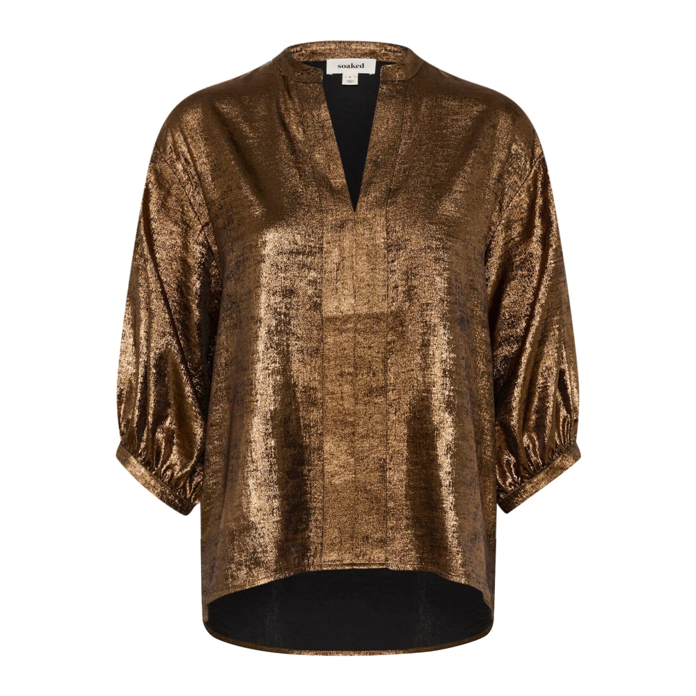 Soaked in Luxury Metallic Blouse met 3 4 Mouwen Orange Dames