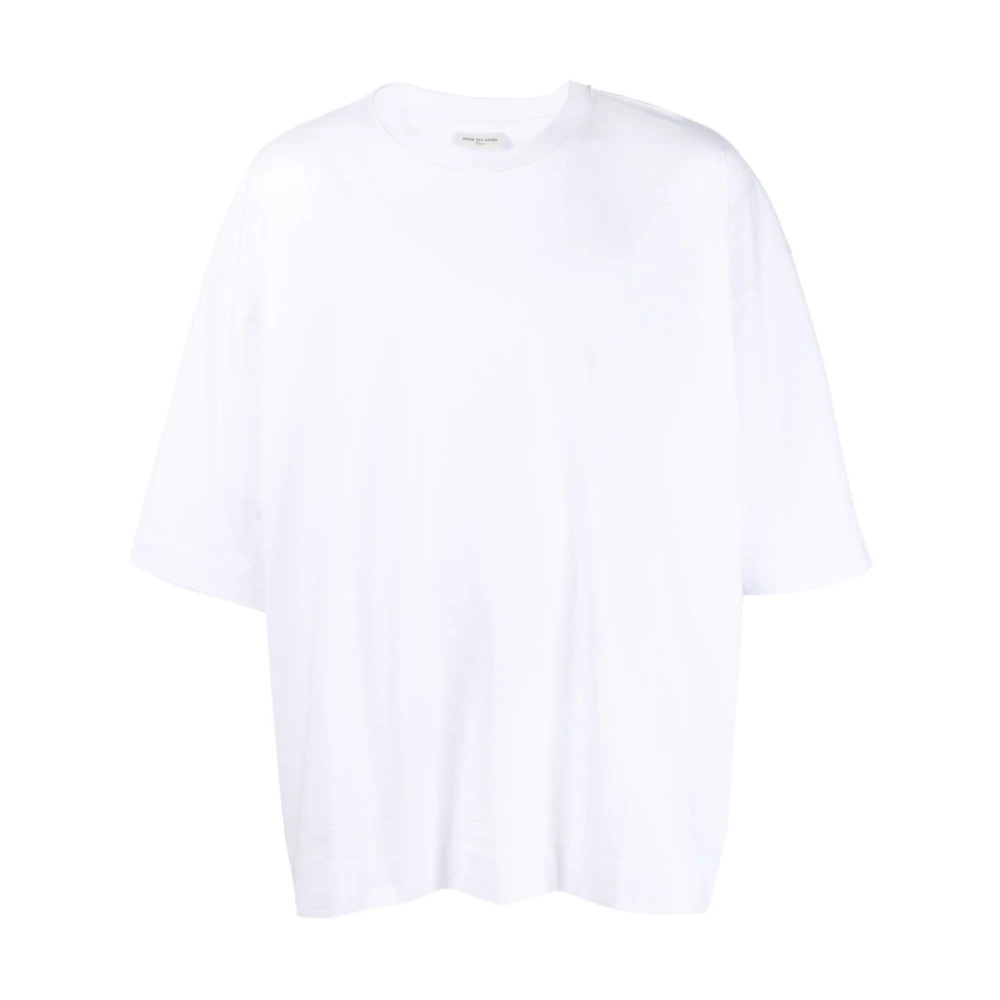 Dries Van Noten Witte Katoenen T-shirt met Ronde Hals White Heren