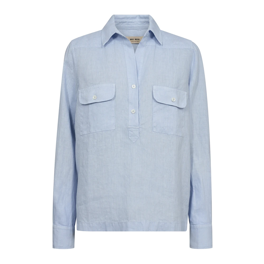 MOS MOSH Linnen Zakblouse Skyway Blue Dames