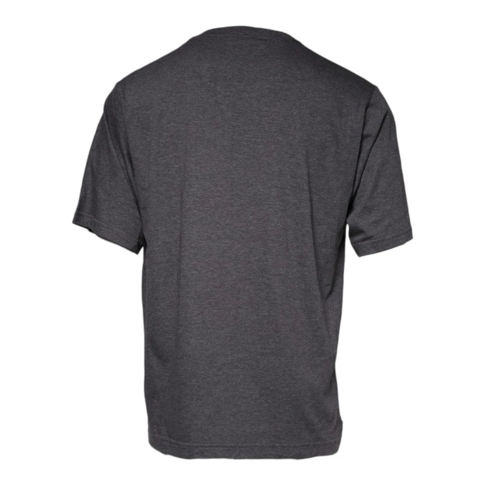 Dolce & Gabbana Grijze Katoenen Logo Patch Crew Neck T-shirt Gray Heren