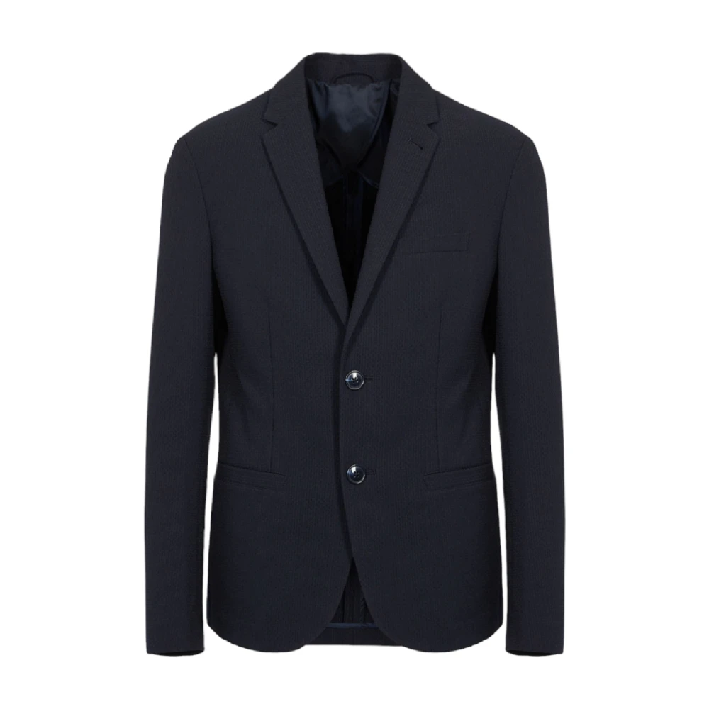 Armani Exchange Homme Bleu Vestes, Taille: 2XS Veste Croisée En Tissu Texturé