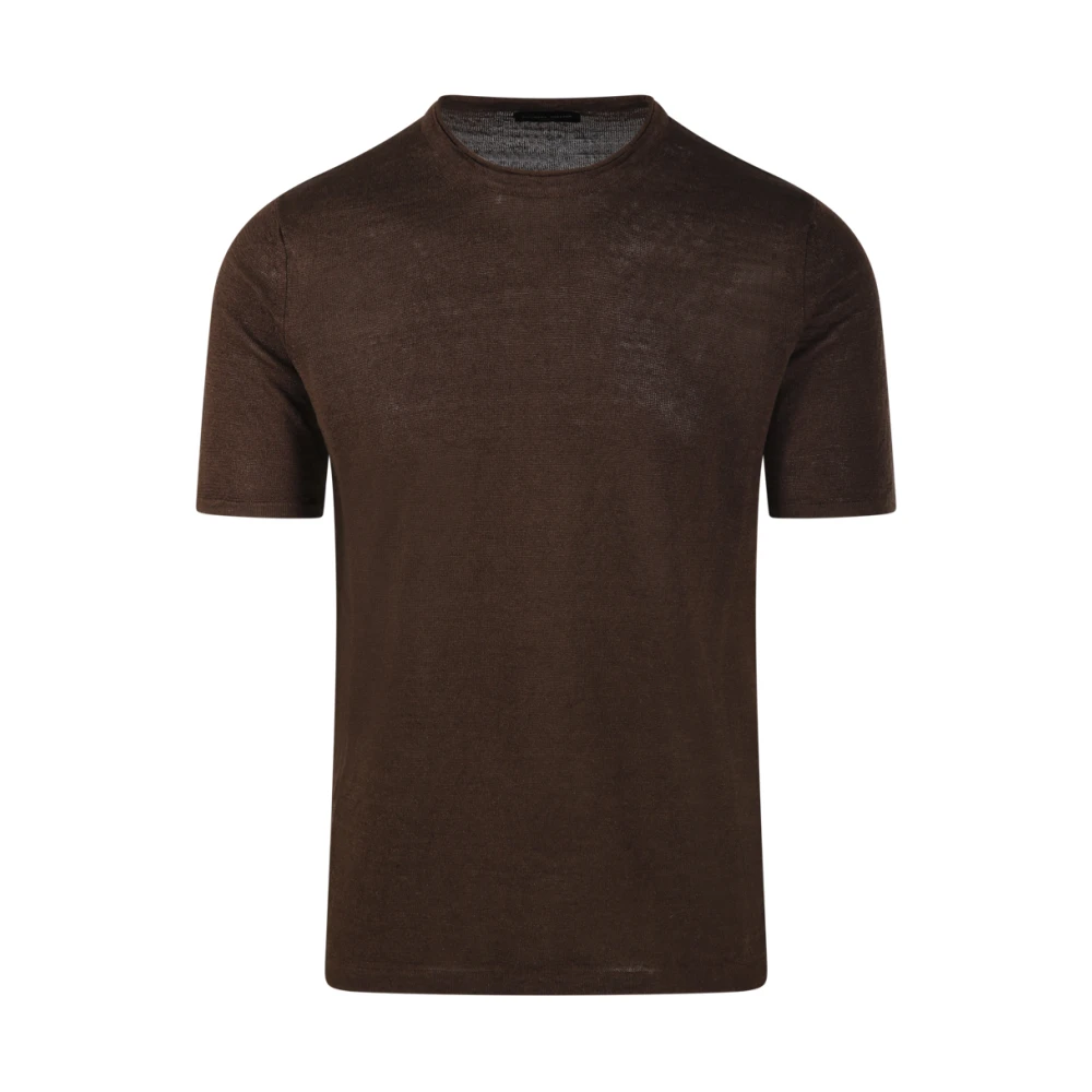 Roberto Collina Korte Mouw Ronde Hals Sweater Black Heren