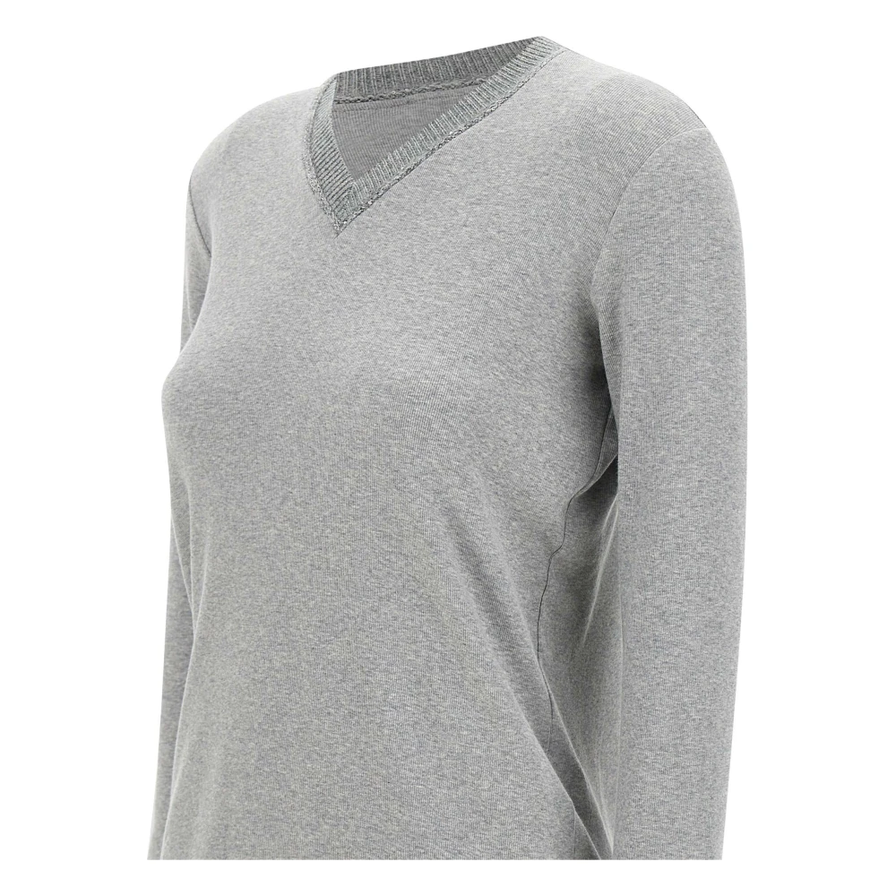 Fabiana Filippi Grijze Katoenen Trui met Zilveren Pailletten Gray Dames