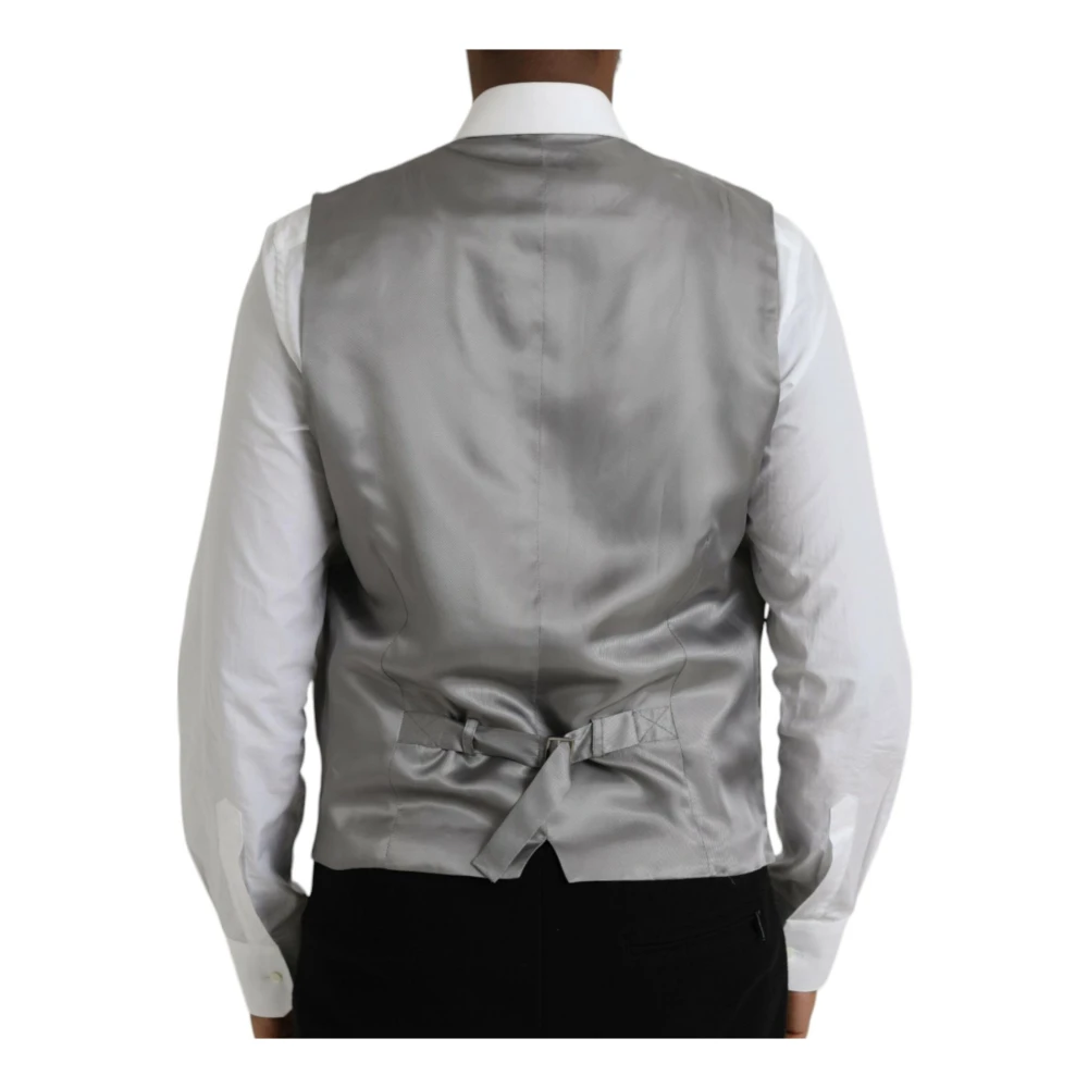 Dolce & Gabbana Grijze Wol Formele Vest Gray Heren