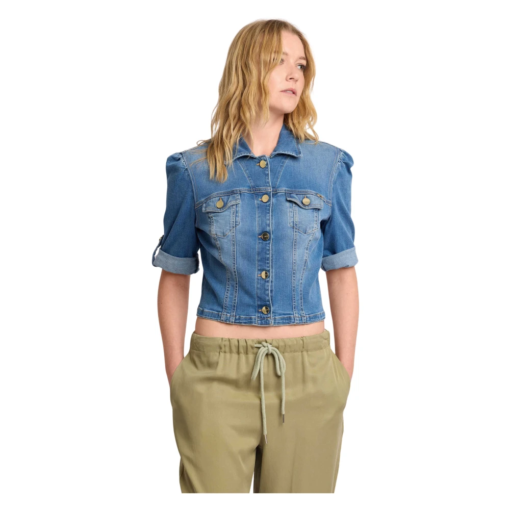Kocca Women's Blue Giubbino Denim Crop - Denim Jackets - L - Jackets