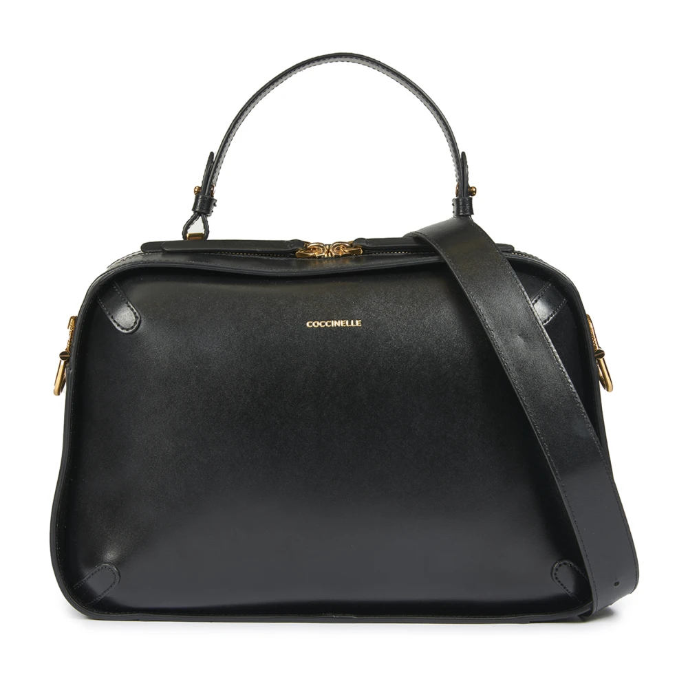 Coccinelle Zwarte leren handtas met ritssluiting Black Dames