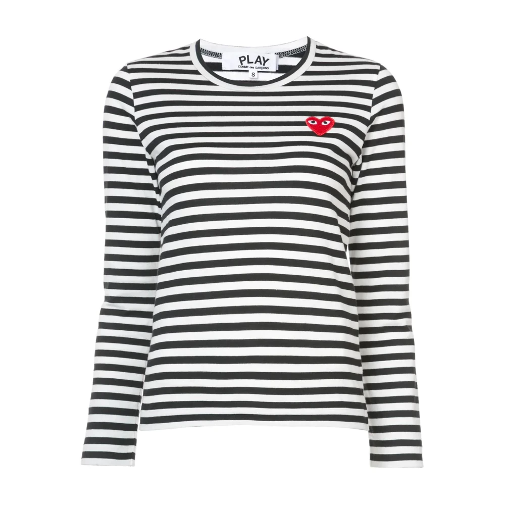 Comme des Garçons Play Iconische Heart Striped Longsleeve T-shirt Multicolor Dames