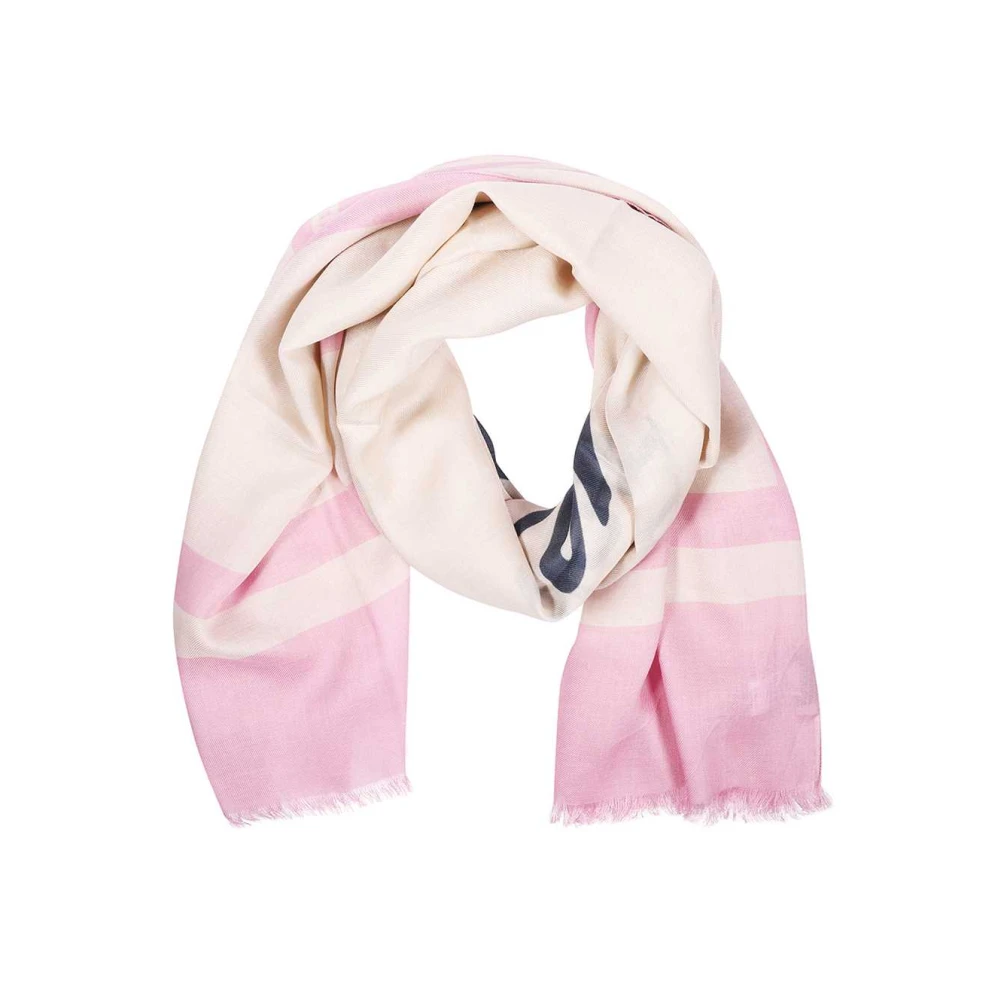 Lanvin Monogram Print Modal Cashmere Sjaal Pink Dames