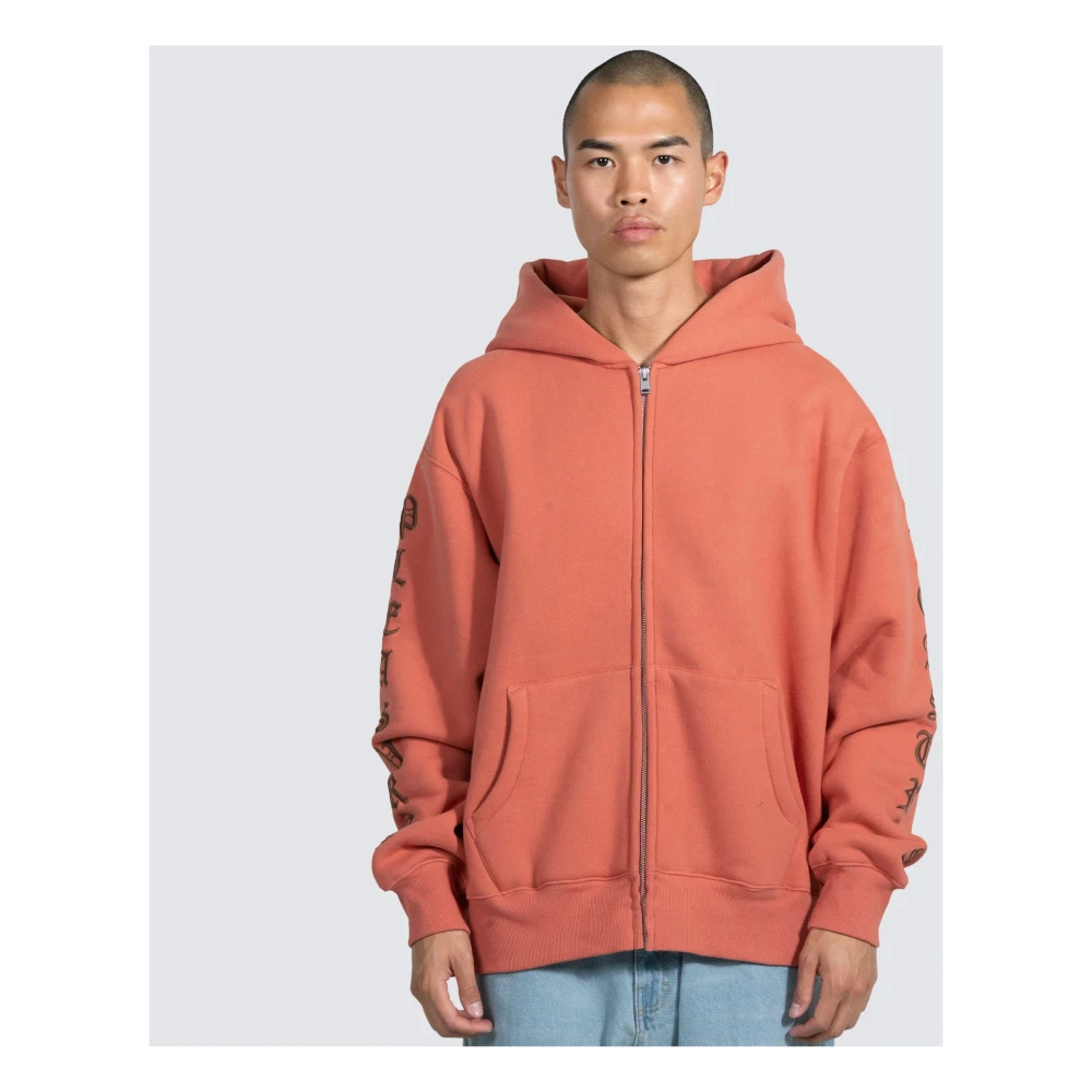 Pleasures Geborduurde Zip Up Hoodie Orange Heren