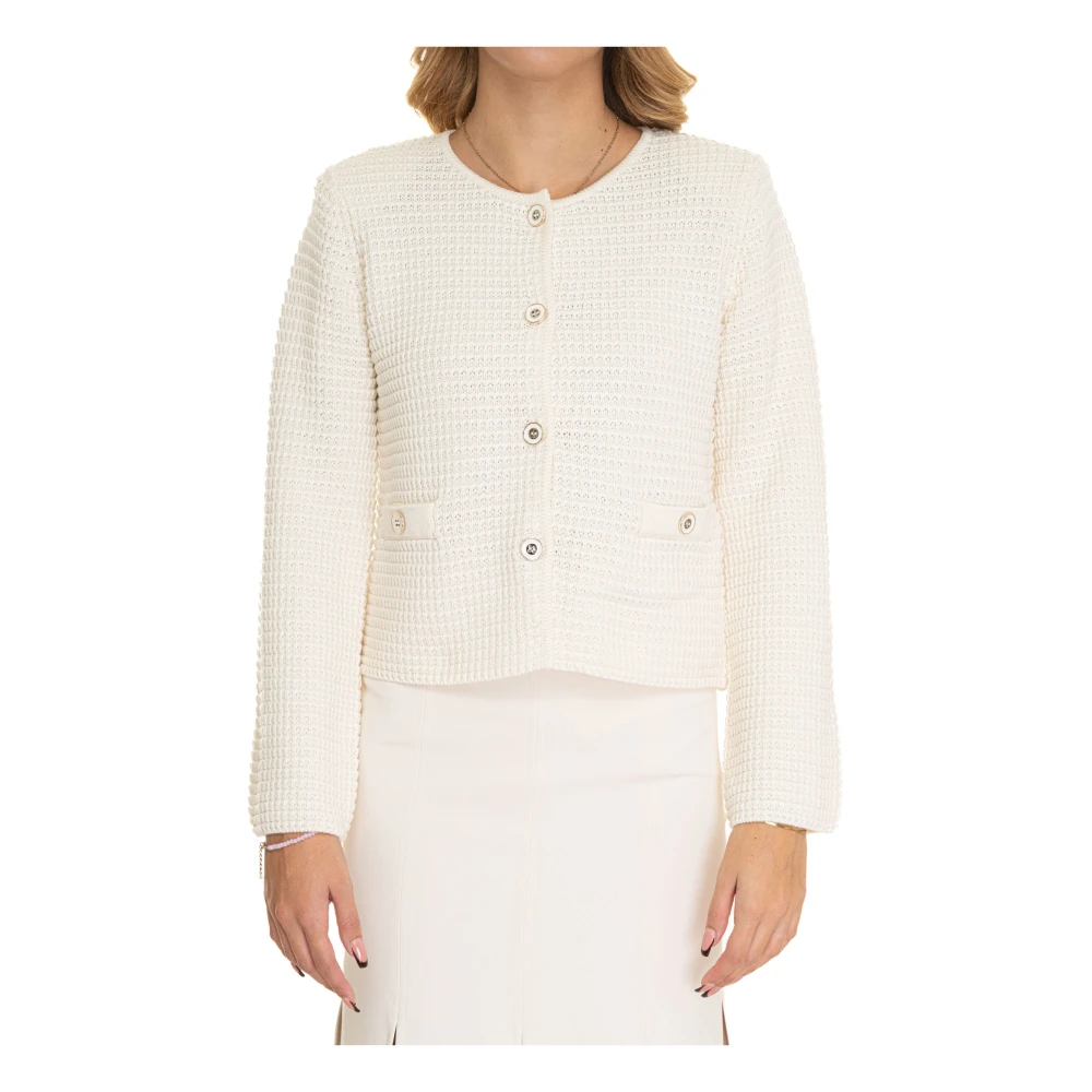 Liu Jo Chanel Stijl Jas Juweelknopen Voorzakken White Dames