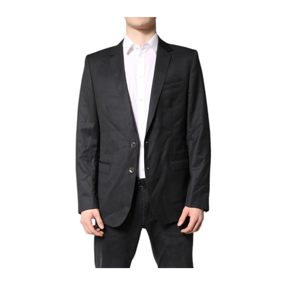 Dolce & Gabbana Men's Black Slim Fit Virgin Wool Blazer