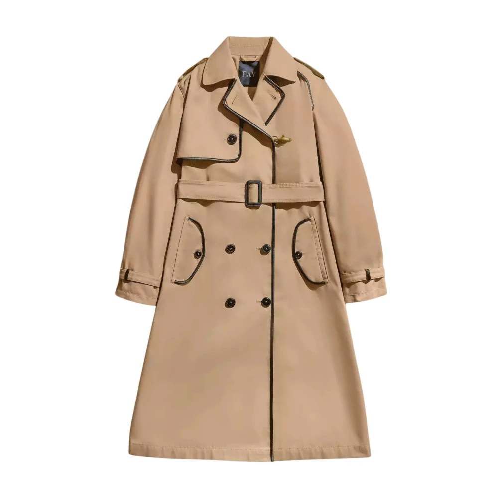 Fay Beige Trenchcoat Dubbelrij Beige Dames