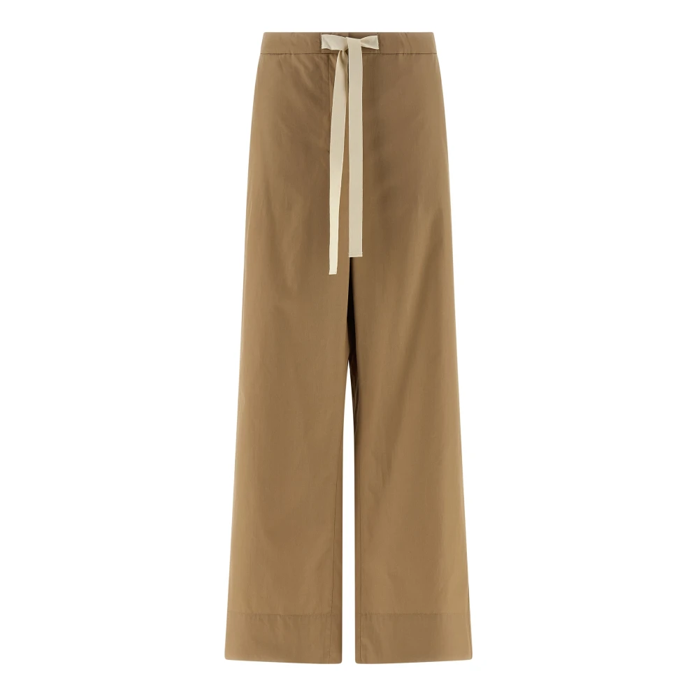 Max Mara Women's Beige Wide Trousers, M, Smmargento Drawstring Trousers