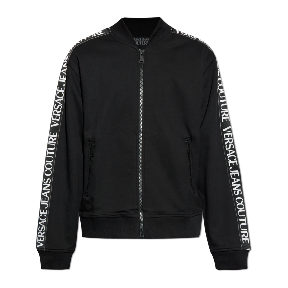 Versace Jeans Couture Zwarte Logo Tape Katoenen Sweatshirt Black Heren