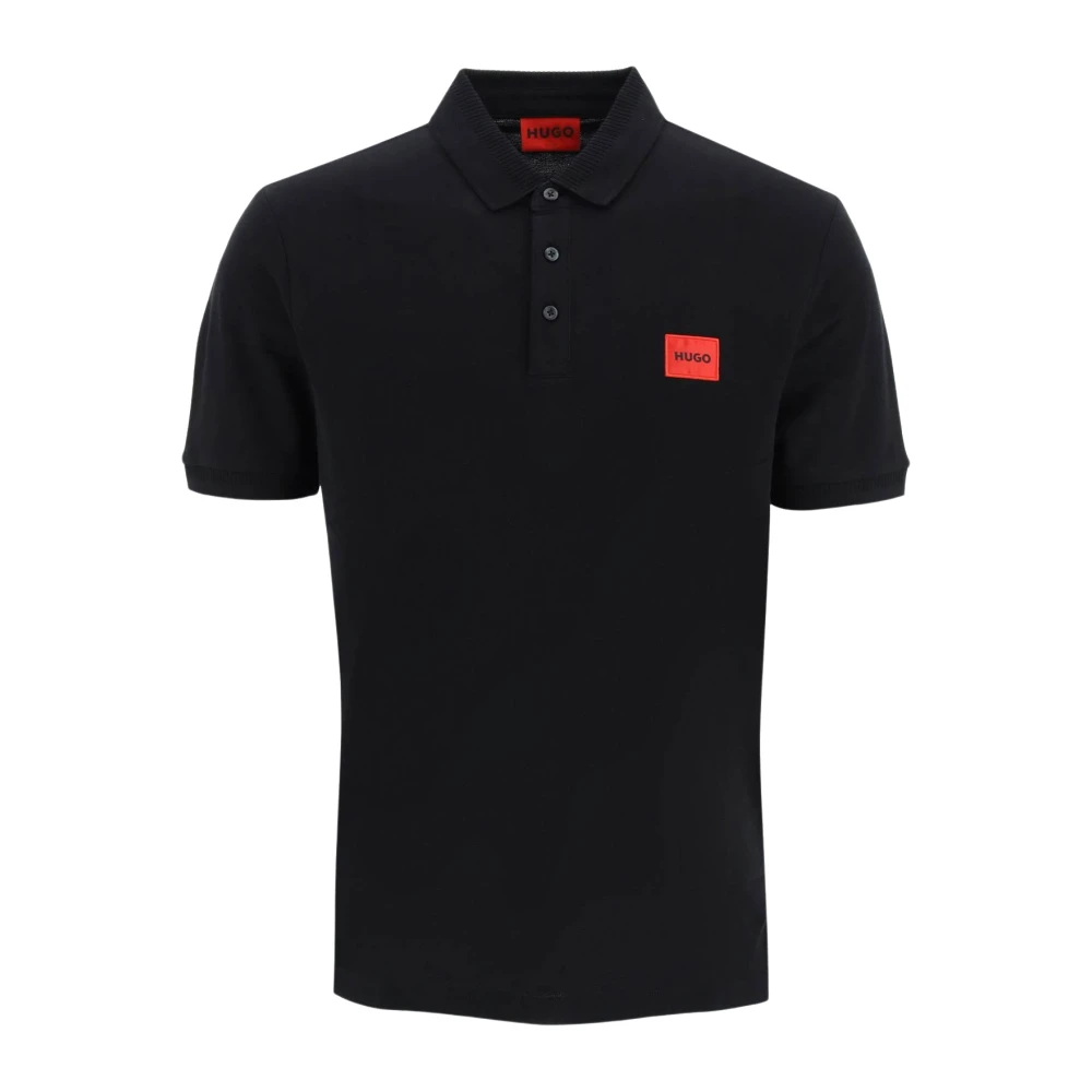 Hugo Boss Rood Logo Slim Fit Polo Shirt Black Heren