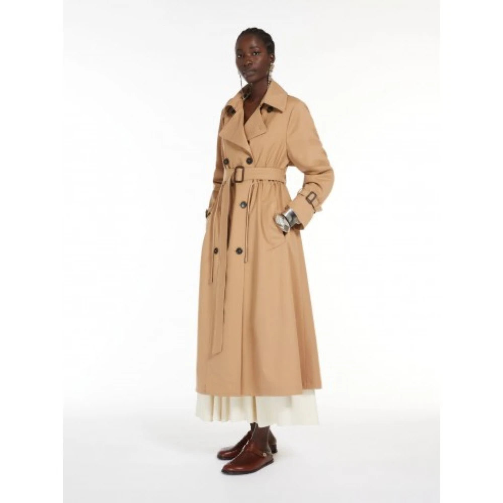 Max Mara Waterdichte Wollen Blend Midi Trenchcoat Beige Dames
