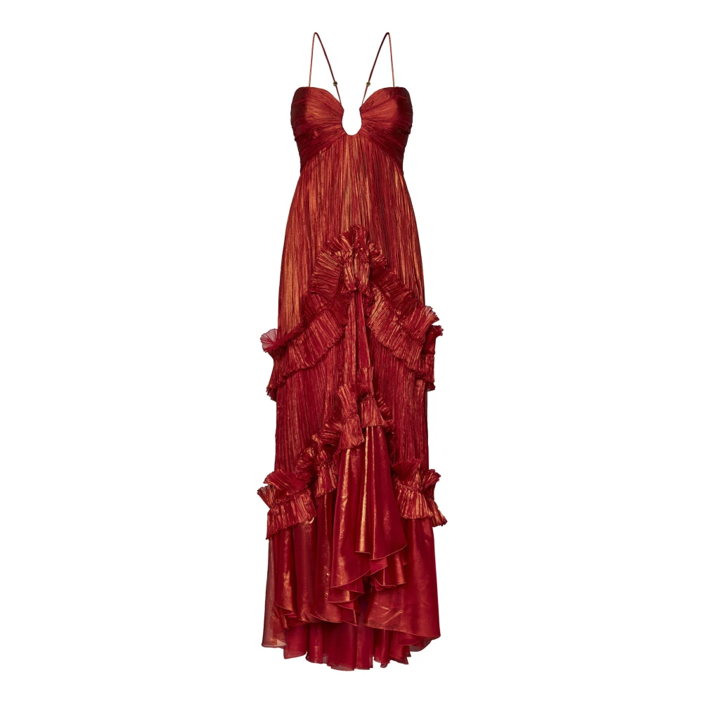 Maria Lucia Hohan Rode Zijden Asymmetrische Jurk Red Dames