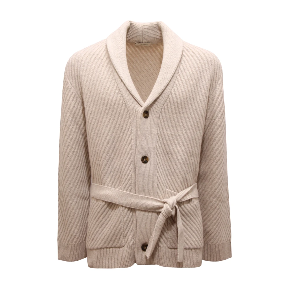 Paolo Pecora Men's Beige Cardigans, S, Maxi Cardigan Wool Jumper