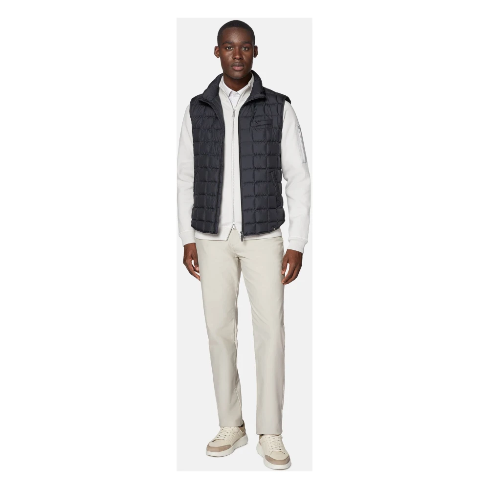 Boggi Milano Gilet van technische stof met ganzen dons Blue Heren