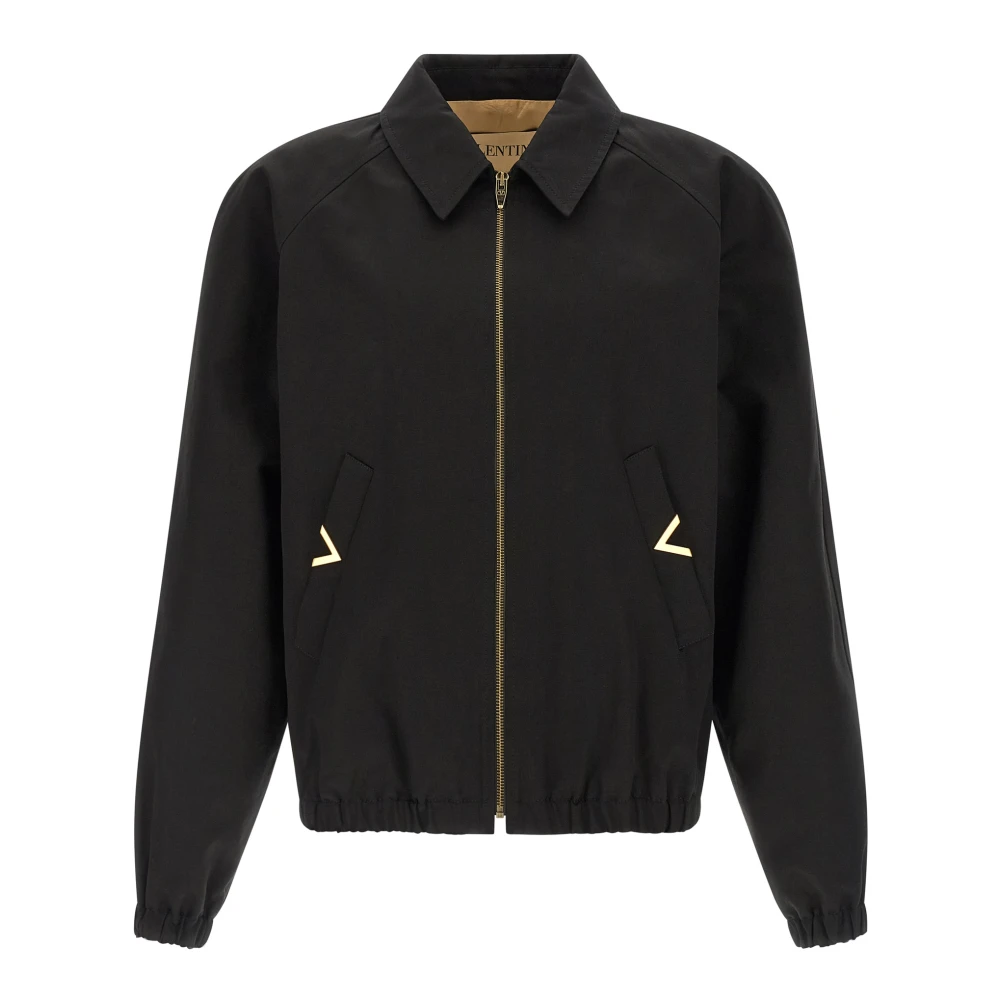 Valentino Garavani Men's Black Light Jackets, L, Cotton Bomber Jacket