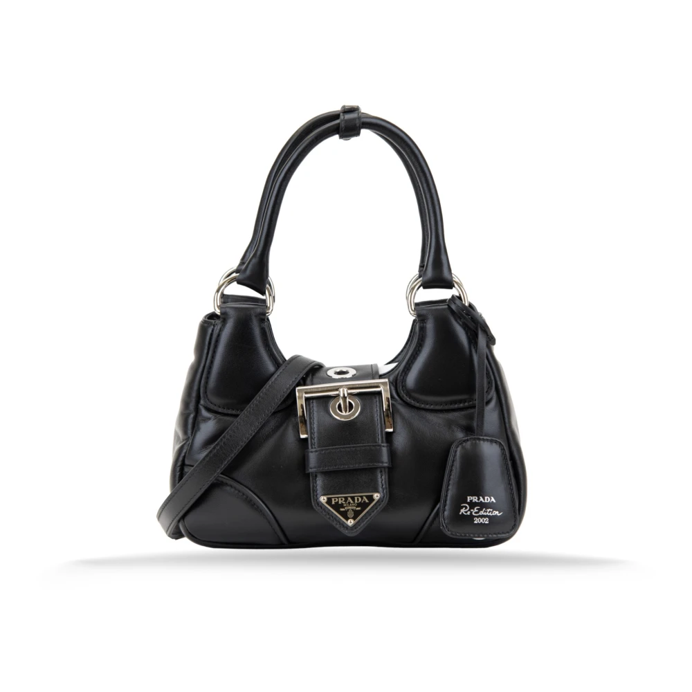 Prada Gewatteerde leren schoudertas met magneetknoop Black Dames