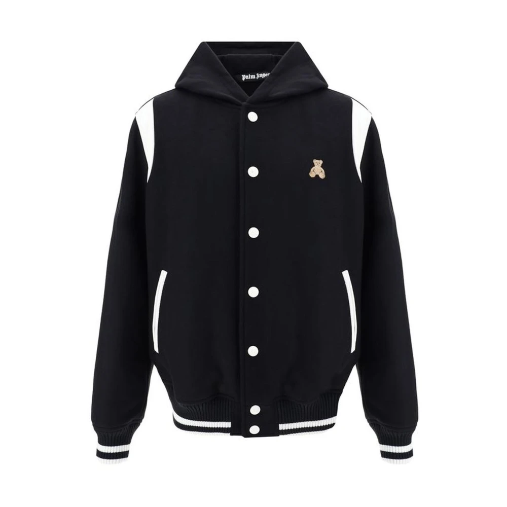 Palm Angels Bear Detail Hooded Varsity Jack Black Heren