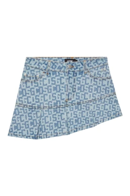 Monogram Denim Mini Skirt