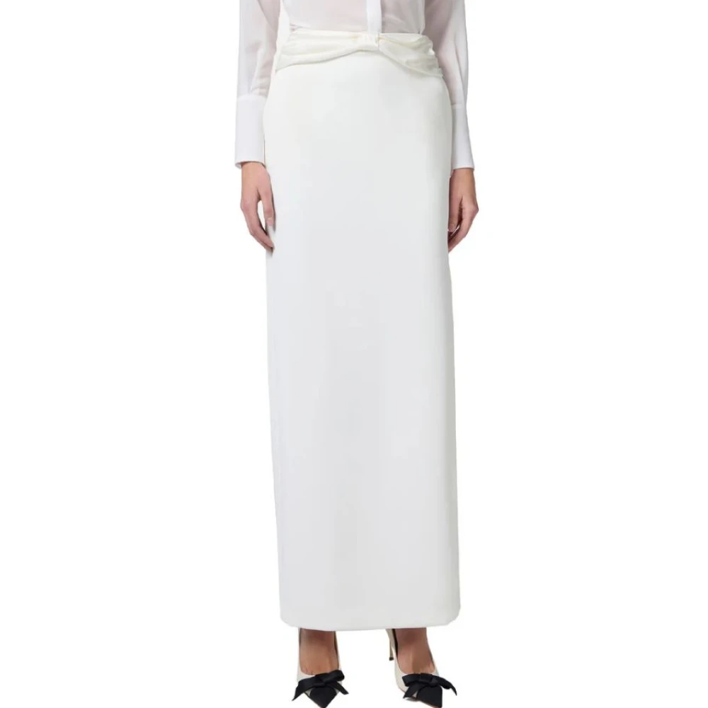 Elisabetta Franchi Strik Detail Lange Rok Ivoor White Dames